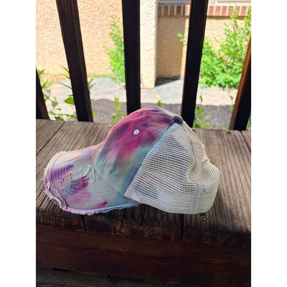 hand dyed mesh back distressed trucker hat unisex ice dyed